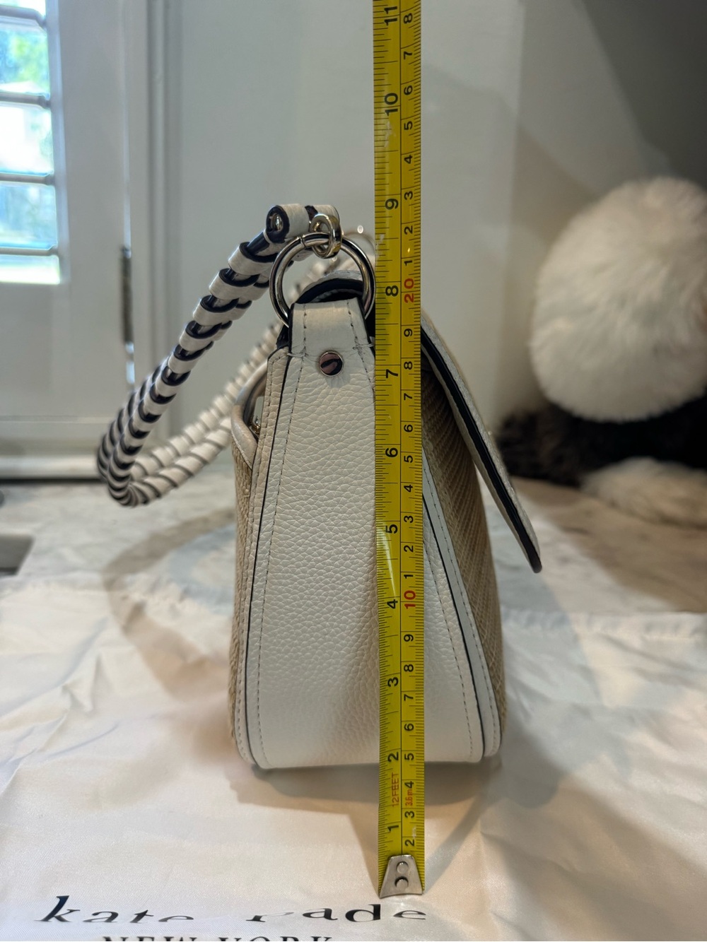Kate Spade HUDSON Natural Straw and White Leather Shoulder & Cross Body Bag - Picture 12 of 14
